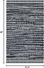 SAFAVIEH Rag Rug Collection Accent Rug - 2'6" x 4', Black, Handmade Boho Stripe Cotton, Ideal for High Traffic Areas in Entryway, Living Room, Bedroom (RAR121Z)