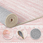 Nakagishi Pink Rugs for Bedroom Girls: 6x9 Washable Boho Large Neutral Cute Soft Area Rug Modern Indoor Floor Non Slip Accent Carpet for Living Room Nursery Kids Playroom Preppy Room Dorm Baby Room