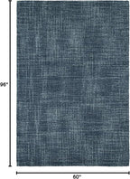 Dash and Albert Crosshatch Denim Hand Micro Hooked Wool Rug, 5 X 8 Feet, Blue Solid Pattern - Premium Luxury Hotel Quality Soft Breathable Hypoallergenic Machine Washable Easy Care All Season
