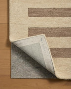 Loloi Leanne Ford Craven Collection CVN-05 Oatmeal/Bark 8'-6" x 11'-6" Area Rug Striped, Patterned, Neutral, Living Room, Bedroom, Dining Room