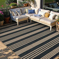 Lahome Striped Easy Jute Rugs for Living Room, 6x9 Washable Indoor Outdoor Patio Rug, Neutral Thin Non Slip Non Shedding Black Dining Room Carpet for Under Table Mudroom Classroom