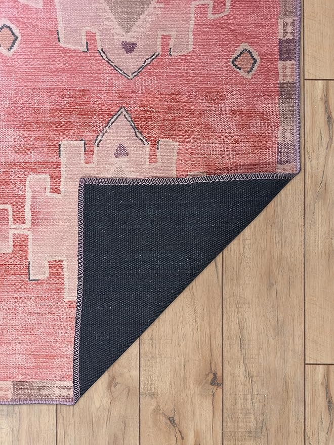 Fame Rugs Turkish Rug. Washable Vintage Oriental Antique Inspired Traditional Doormat Small Modern Area Rugs Luxury Entryway Entry Bedroom Bathroom Kitchen (379PP, 2'5 x 6'9)