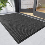 Front Door Mat, 4' x 8' Heavy Duty Indoor Outdoor Door Mat for Entryway, Commercial Door Mats Entrance, Low Profile Welcome Mats Non-Slip, Durable Rubber Backing Entry Mat for Patio, Home