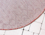 Unique Loom Outdoor Trellis Collection Area Rug - Tribal Trellis (4' 1" Round, Rust Red/ Ivory)