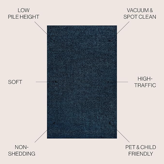 JONATHAN Y Haze Solid Low-Pile Navy Indoor Area Rug 5x8, Coastal,Bohemian,Minimalist,Classic, Easy-Cleaning for Living Room,Bedroom,Kitchen,Pet Friendly,Non-Shedding (SEU100C-5)
