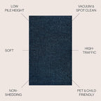 JONATHAN Y Haze Solid Low-Pile Navy 7x7 Square Indoor Area Rug, Coastal,Bohemian,Minimalist,Classic, Easy-Cleaning for Living Room,Bedroom,Kitchen,Pet Friendly,Non-Shedding (SEU100C-7SQ)