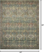 Loloi Magnolia Home by Joanna Gaines Sinclair Collection SIN-03 Turquoise/Multi 2'-3" x 3'-9", .25" Pile Height, Machine Washable, Accent Rug
