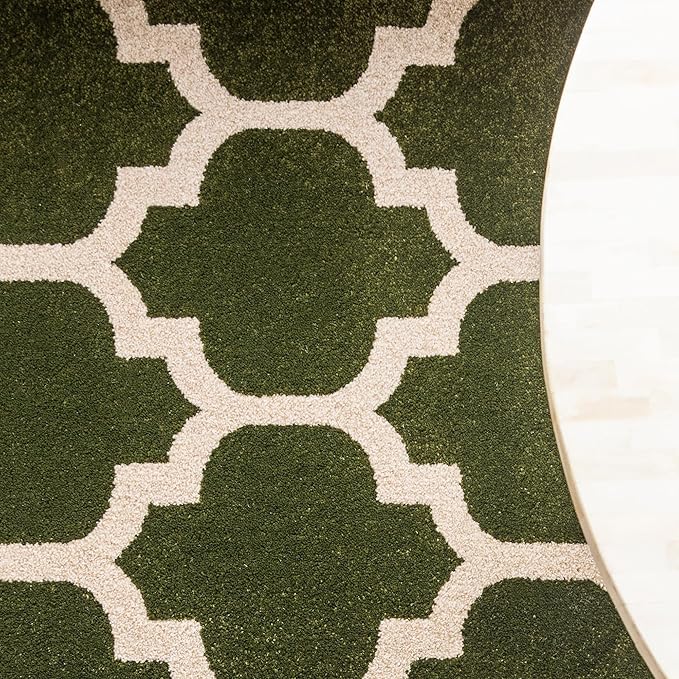 Rugs.com Lattice Collection Rug – 5' x 8' Dark Green Medium Rug Perfect for Bedrooms, Dining Rooms, Living Rooms