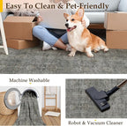 Grey Brown Entryway Rug 2x3 Vintage Area Carpet Indoor Kitchen Washable Door Mat Living Room Entrance Small Low Pile Traditional Distressed Retro Accent Throw Rug Non Slip Office Bathroom