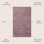 JONATHAN Y Haze Solid Low-Pile Light Purple Indoor Area Rug 4x6, Coastal,Bohemian,Minimalist,Classic, Easy-Cleaning for Living Room,Bedroom,Kitchen,Pet Friendly,Non-Shedding (SEU100R-4)