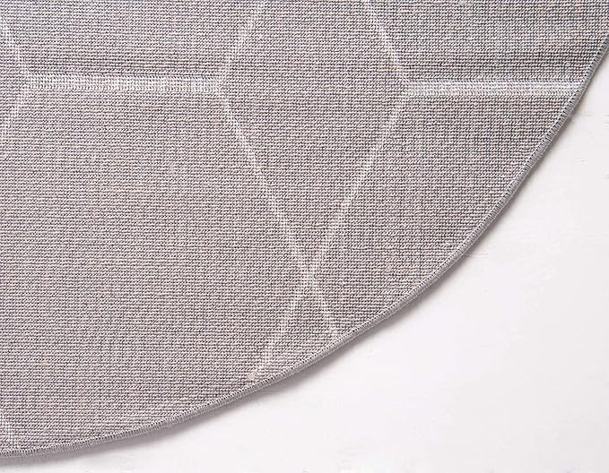 Unique Loom Trellis Frieze Collection Area Rug - Geometric (4' 1" Round Light Gray/Ivory)