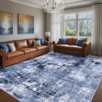 Area Rug Living Room Rugs - 6x9 Washable Large Soft Indoor Neutral Modern Abstract Low Pile Rug Carpet for Bedroom Dining Room Farmhouse Home Office - Navy Blue