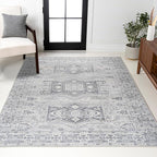 JONATHAN Y Modern Vintage Medallion Light Grey Indoor Area Rug, 5x8, Country, Floral, Easy-Cleaning for Living Room, Bedroom, Kitchen, Pet Friendly, Non-Shedding (MDP108B-5)
