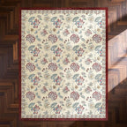 jinchan Elora 8x10 Floral Rug for Living Room Washable Bedroom Rug Vintage Romance Design Non Slip Thin Indoor Floor Cover Large Low-Profile Throw Carpet for Dining Room Office, Red/Beige