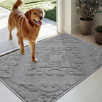 COSY HOMEER Door Mat 24”x36”,Absorbent Dirt Trapper Entryway Rugs,Non-Slip Welcome Mat,Washable Entry Rugs,Low Pile Doormat for Front Back Door,Wet Shoes & Paws,Grey
