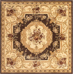 Rugs.com Chateau Collection Rug – 6 Ft Square Brown Medium Rug Perfect for Living Rooms, Kitchens, Entryways