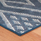 Dash & Albert Guthrie Navy Machine Washable Rug, 7.5 X 9.5 Feet, Blue Geometric Pattern
