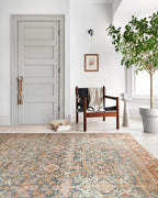 Loloi Layla Collection LAY-04 Ocean/Rust 9'-0" x 12'-0" .13" Thick Area Rug, Soft, Durable, Vintage Inspired, Distressed, Low Pile, Non-Shedding, Easy Clean, Printed, Living Room Rug