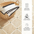 Dash and Albert Kali Machine Washable Area Rug - 5' x 8' Natural - Diamond Accent Rug - Anti-Slip Backing, Lightweight, Machine Washable, High Traffic Areas Kitchen, Mudroom, Laundry Room