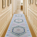 Fame Living Washable Area Rug. Modern Farmhouse. Vintage. Turkish. Bohemian. Distressed. Oriental. Traditional. Rugs for Living Room. Dining. Bedroom. Office. Entryway. Foyer. (856PBl, 2'5" x 13')