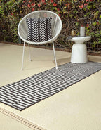 Unique Loom Outdoor Striped Collection Area Rug - Striped (2' 7" x 10' Runner Charcoal/Ivory)