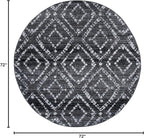SAFAVIEH Adirondack Collection Area Rug - 6' Round, Black & Ivory, Modern Diamond Distressed Design, Non-Shedding & Easy Care, Ideal for High Traffic Areas in Living Room, Bedroom (ADR131A)