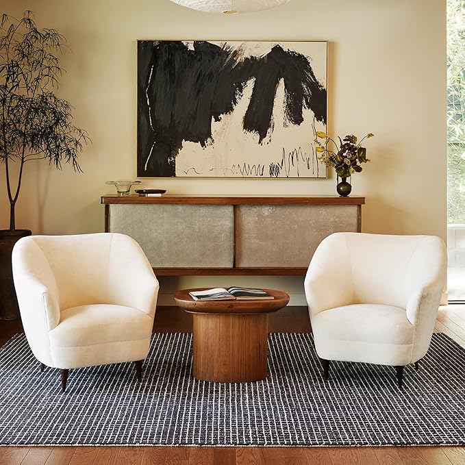 Rugs USA 2'6" x 8' Melrose Checked Wool Indoor Runner Rug, Contemporary Farmhouse Charcoal/Ivory for Living Room, Bedroom, Office, Entryway, Hallway