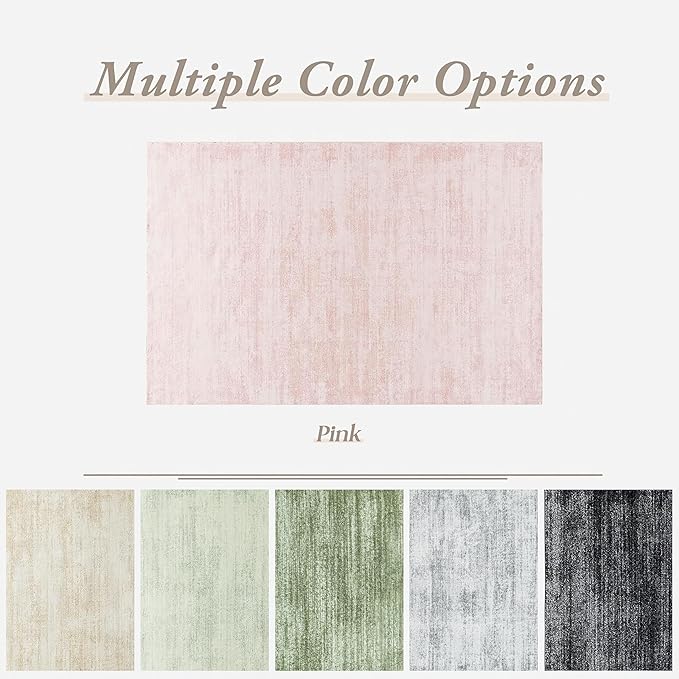 Pink Area Rugs for Bedroom,Boho Washable Neutral Baby Rug for Nursery,6x9,Blush