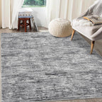RUGSREAL Area Rug 5x7 Machine Washable Area Rug for Living Room Non-Slip Stain Resistant Modern Abstract Bedroom Rug Contemporary Solid Throw Rug Foldable Floor Carpet for Dining Room, Ivory/Grey