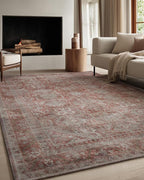Kuden 9x12 Large Area Rug, Machine Washable Area Rug with Non-Slip Backing, Vintage Style, Soft, Easy Clean, Low Pile Rug for Living Room, Bedroom, Dining Room