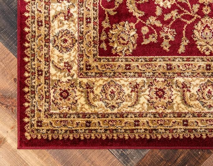 Unique Loom Voyage Collection Traditional Oriental Classic Intricate Design Area Rug (7' 0 x 10' 0 Rectangular, Red/Gold)