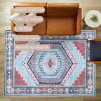 Fame Living Washable Area Rug. Modern Farmhouse. Vintage. Turkish. Bohemian. Distressed. Oriental. Traditional. Rugs for Living Room. Dining. Bedroom. Office. Entryway. Foyer. (856BlM, 2'5" x 9'8")
