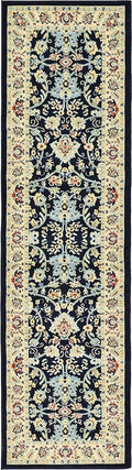 Unique Loom Sialk Hill Collection Area Rug - Washington (2' 7" x 10' Runner Navy Blue/Cream)