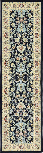 Unique Loom Sialk Hill Collection Area Rug - Washington (2' 7" x 10' Runner Navy Blue/Cream)