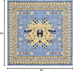 Unique Loom Taftan Collection Border Geometric Tribal Inspired Design Area Rug, 8 ft, Light Blue/Gold