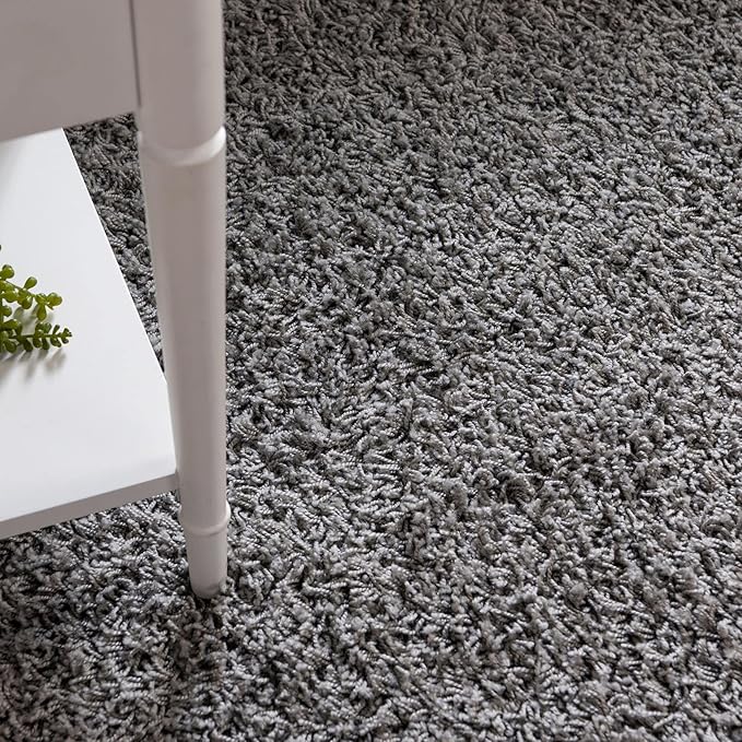 Unique Loom Solid Shag Collection Area Rug (3' 3" x 5' 3" Oval, Cloud Gray)