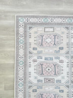 Fame Living Faded Oushak Rug, Turkish Vintage Floral Pastel Large Oversized Area Rugs for Living Room Dining Bedroom Kitchen Bathroom Nursery (848BrCr, 9' x 12')