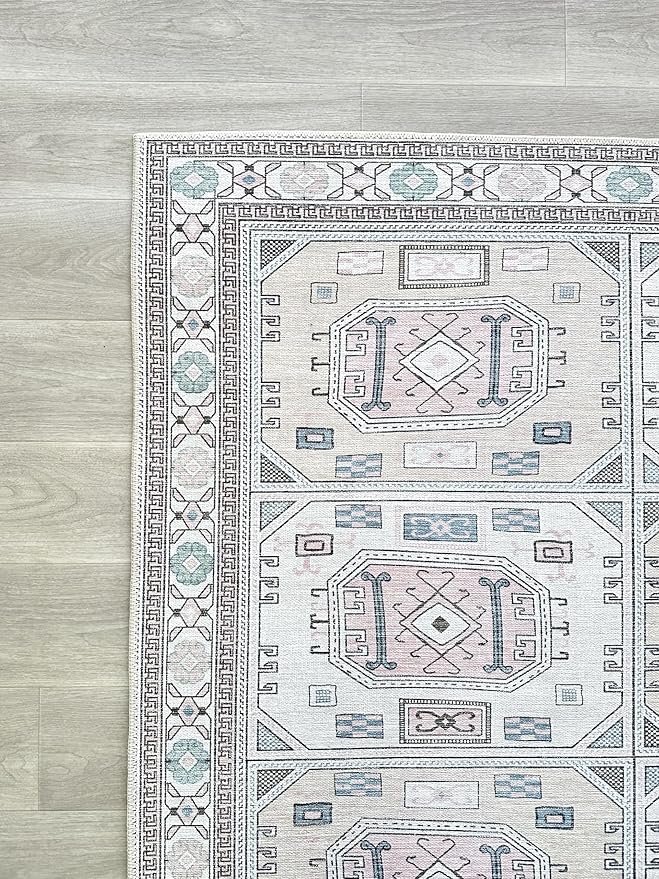 Fame Living Faded Oushak Rug, Turkish Vintage Floral Pastel Large Oversized Area Rugs for Living Room Dining Bedroom Kitchen Bathroom Nursery (848BrCr, 9' x 12')