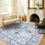 Washable Area Rug. Modern Farmhouse. Vintage. Turkish. Bohemian. Distressed. Oriental. Traditional. Rugs for Living Room. Dining. Bedroom. Office. Entryway. Foyer. (861GG, 2'5" x 6'5")