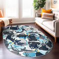 Rugshop Gray Large Floral Non-Slip Area Rug Fade Resistant for Living Room, Dining Room and Bedroom, 5' x 7' Oval