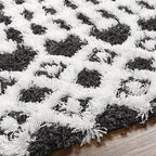 Livabliss Hapsburg Moroccan Shag Runner Area Rug, 2'7" x 7'3" , Black/White