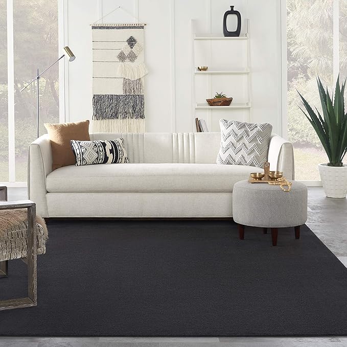 Nourison Home Nourison Essentials Black 8' x 11' Area Rug - Easy Clean, Non Shedding, Bed Room, Living Room, Dining Room, Kitchen (8' x 11')
