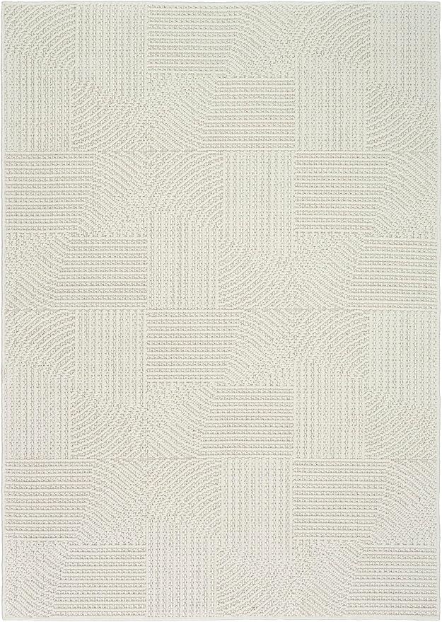 Nourison Home Textured Home Ivory 5'3" x 7' Area Rug - Easy Clean, Non Shedding, Bed Room, Living Room, Dining Room, Kitchen (5' x 7')