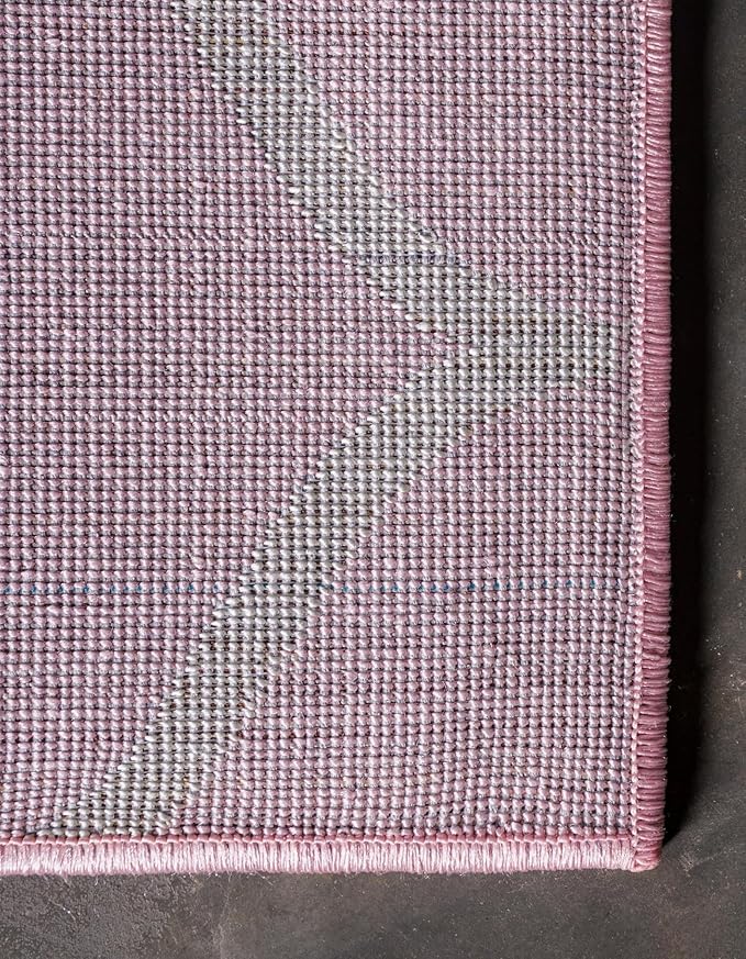 Rugs.com Lattice Frieze Collection Rug – 8' Square Light Pink Medium Rug Perfect for Living Rooms, Kitchens, Entryways