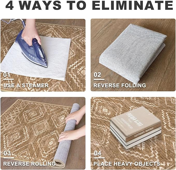 KILOCOCO Boho Kitchen Runner Rug 2x5 Washable Runner Rug, Soft Runners for Hallways Non Slip Printed Distressed Laundry Room Rugs, Low-Pile Rugs for Entryway/Bedroom/Living Room, Yellow Brown Orange