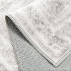 Washable Rug 8x10 Area Rug for Living Room Light Gray Vintage Boho Medallion Large Grey Distressed Retro Carpet Non Slip Indoor Low Pile Small Soft Bedroom Dining Room Home Office