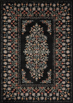Loloi Rifle Paper Co. Laurel Collection LAU-02 Black 2'-8" x 8' Runner Rug