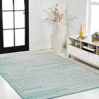 JONATHAN Y Khalil Modern Berber Stripe Turquoise/Cream Indoor Area Rug, 4x6, Contemporary, Bohemian, Easy-Cleaning for Living Room, Bedroom, Kitchen, Pet Friendly, Non-Shedding (MOH207D-4)