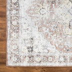 Bloom Rugs Washable Non-Slip 9' x 12' Rug - Blush/Beige Traditional Medallion Area Rug for Living Room, Bedroom, Dining Room, and Kitchen - Exact Size: 9' x 12'