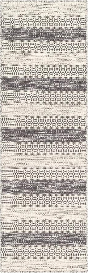 Mark&Day Wool Rugs, 2x8 Marvelle Global Medium Gray Runner Area Rug, Black Ivory Carpet for Hallway, Kitchen, Bedroom or Living Room (2'6" x 8' Runner)